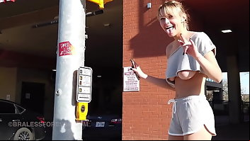Exhibitionist Boobs Blonde Public 